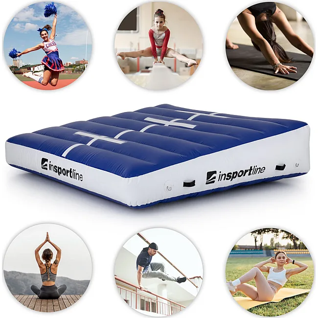 Надувной коврик гимнастический inSPORTline Airincline 200x200 см, бело-синий