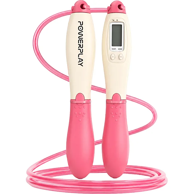 Скакалка со счетчиком PowerPlay 4216 Jump Rope Розовая 2.8 см.