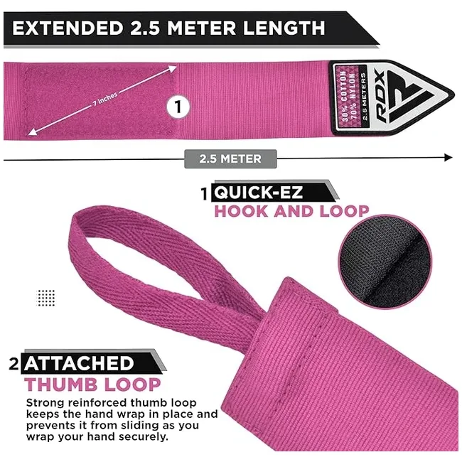 Бинты для бокса RDX Hand Wraps Pink (2.5м.)