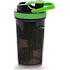 Уценка! Шейкер для спортивного питания с отсеком для протеина TOP SHAKER BOTTLE SP-SPORT FI-1869 500+100мл (черный-салатовый)
