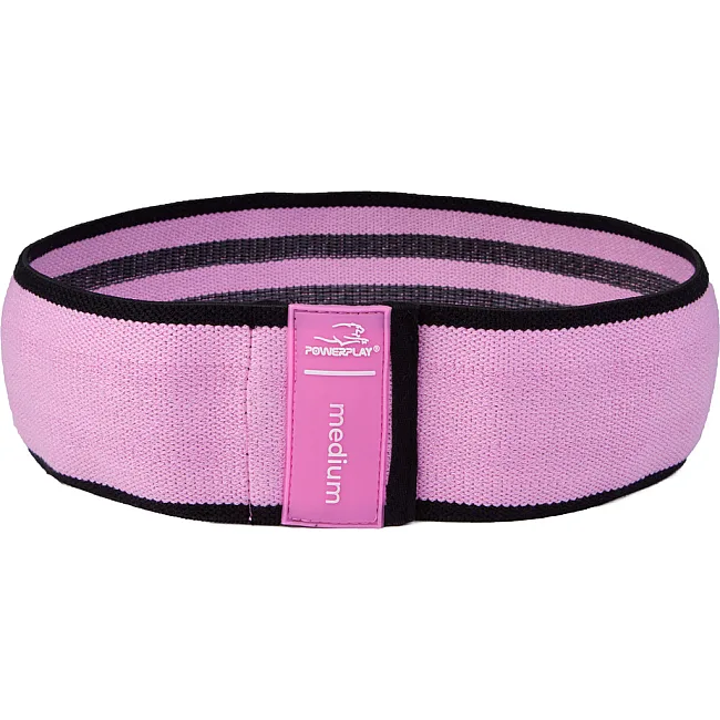 Тканевая резинка для фитнеса и спорта POWERPLAY 4111 Hip Band M Medium Розовая (d_76cm)