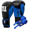 Боксерские перчатки TITLE Boxing Dynamic Strike Black/Blue (бинты 4м. в комплекте)