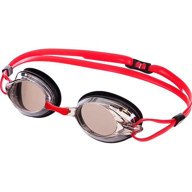 Очки для плавания взрослые MADWAVE SPURT Mirror M042725 (Красный-черный)
