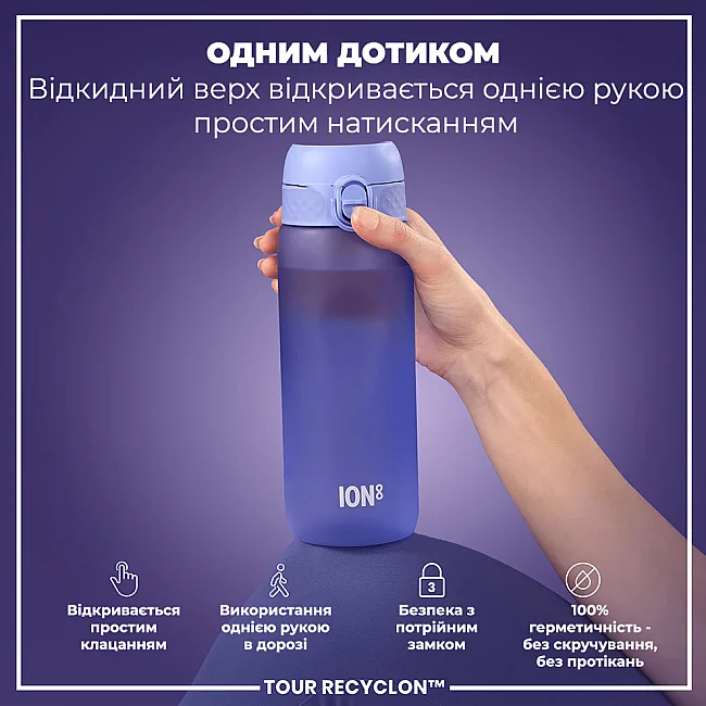 Бутылка для воды ION8 750 мл. (ЭКО бутылка) BPA Free, Light Purple