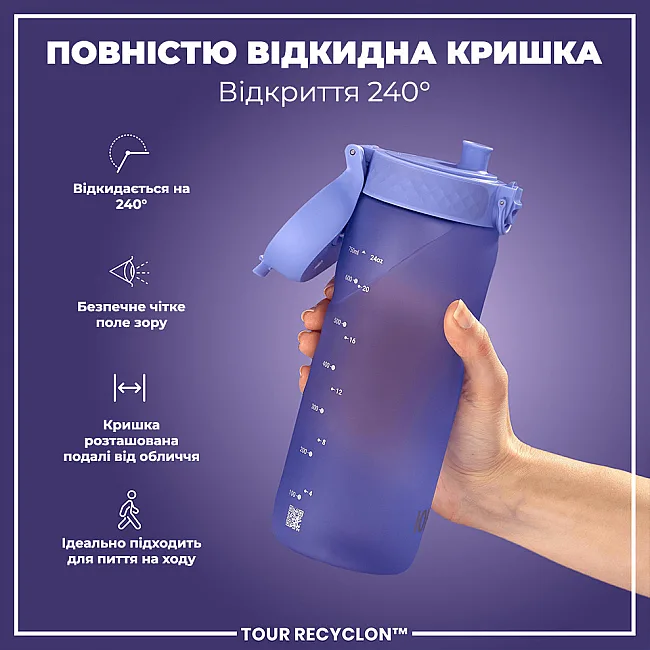 Бутылка для воды ION8 750 мл. (ЭКО бутылка) BPA Free, Light Purple