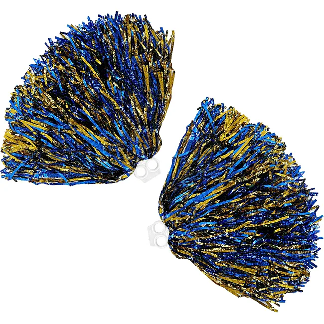 Помпоны матовые для танцев с захватами-кольцами SP-SPORT Pom-Poms C-0833 2шт (Золотой-синий)
