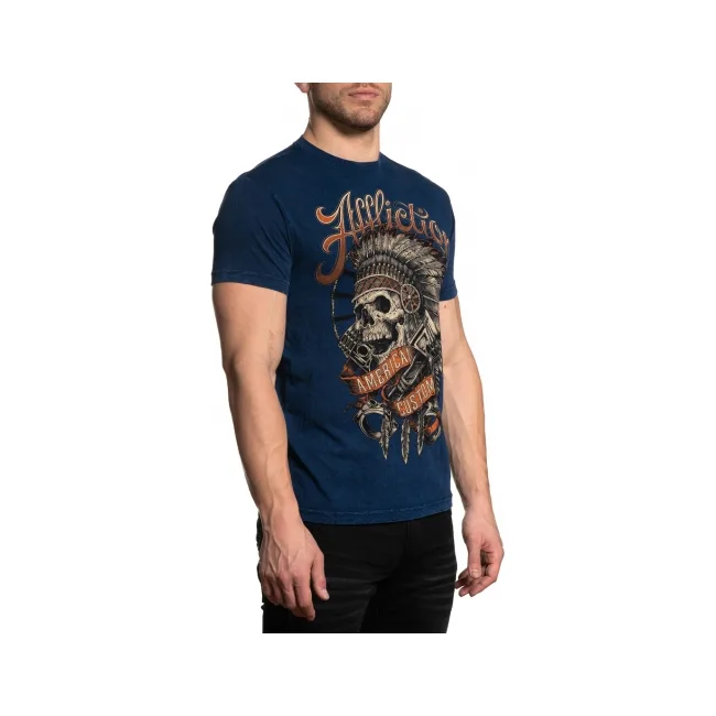 Футболка AFFLICTION Mens Gearhead Tee Navy Lava Wash