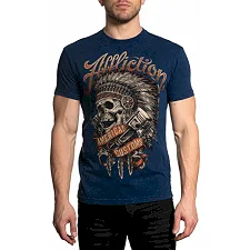 Футболка AFFLICTION Mens Gearhead Tee Navy Lava Wash