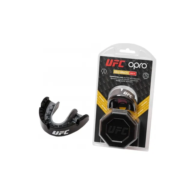Капа для брекетов OPRO Self-fit UFC Full Pack Gold Braces Black Silver