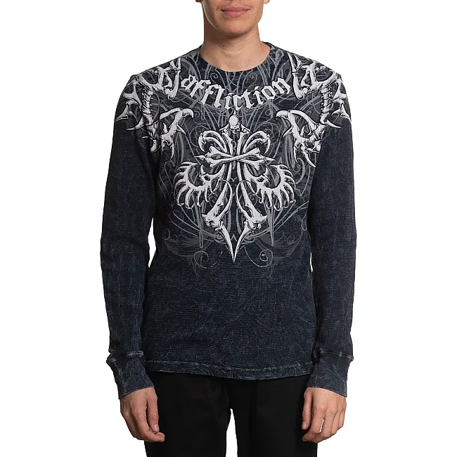 Лонгслив AFFLICTION Skeleton Black Lava Wash