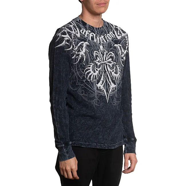 Лонгслив AFFLICTION Skeleton Black Lava Wash