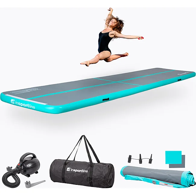 Надувной тренировочный коврик Airtrack inSPORTline Airstunt 500x100x10 см бирюзовый