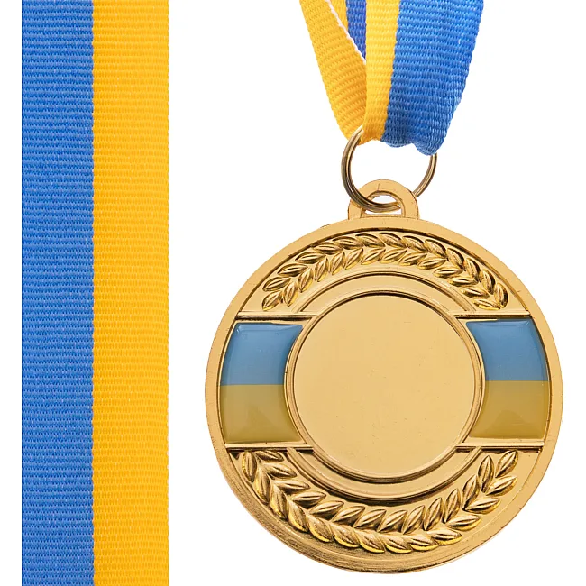 Заготовка медали спортивной с лентой SP-SPORT
 UKRAINE с украинской символикой C-3242 ø5см (Золотой)