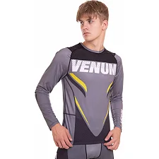 Рашгард лонгслів чоловічий VENUM 9522 (Сірий-жовтий)