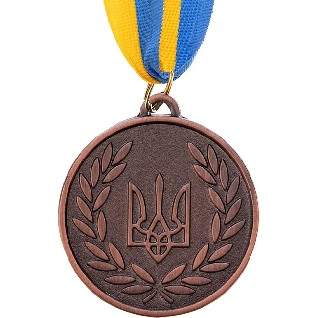 Заготовка медали спортивной с лентой SP-SPORT
 UKRAINE с украинской символикой C-3242 ø5см (Золотой)
