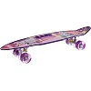 Пенни борд Penny Board круизер пластиковый со светящимися колесами и ручкой для переноски 24