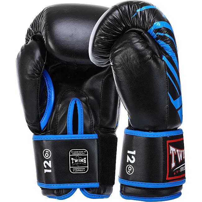 Перчатки для бокса


 кожаные TWINS


 BO-5058 8-14унций (Черный-синий)