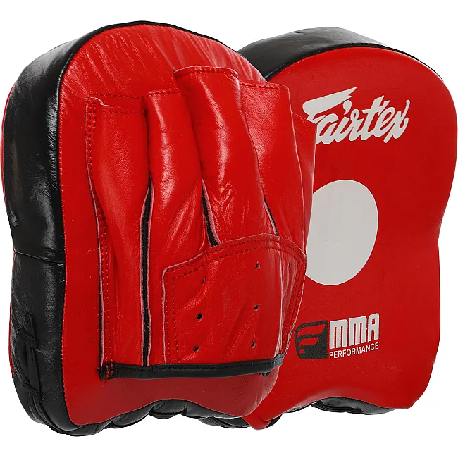 Мини-лапа боксерская изогнутая тренировочная кожа FAIRTEX BO-3356 17x20x7см 2штуки (Красный)