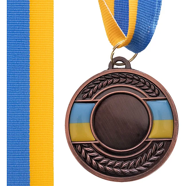 Заготовка медали спортивной с лентой SP-SPORT
 UKRAINE с украинской символикой C-3242 ø5см (Золотой)