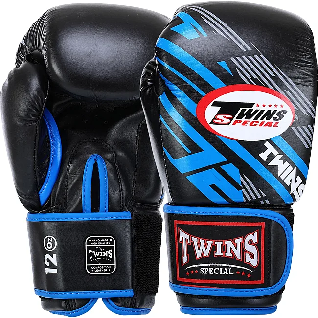 Перчатки для бокса


 кожаные TWINS


 BO-5058 8-14унций (Черный-синий)