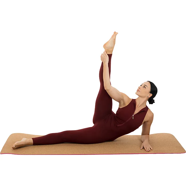 Килимок для йоги Пробковий двошаровий каучуковий Yoga mat SP-SPORT
 FI-2433 183x61x0,6см (Рожевий)