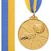 Медаль спортивная с лентой двухцветная тематическая SP-SPORT Футбол C-4847 ø6,5см (Золотой)