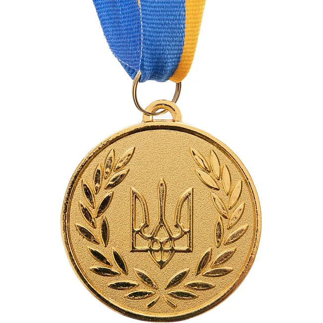 Заготовка медали спортивной с лентой SP-SPORT
 UKRAINE с украинской символикой C-3242 ø5см (Золотой)