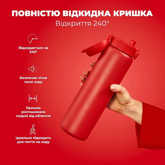 Бутылка для воды металлическая вакуумная ION8 920 мл. Vacuum Insulated, Red