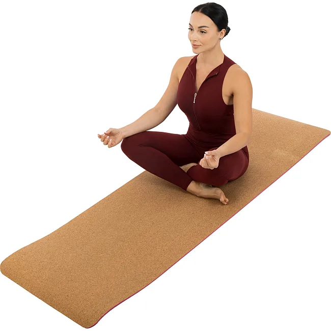 Килимок для йоги Пробковий двошаровий каучуковий Yoga mat SP-SPORT
 FI-2433 183x61x0,6см (Рожевий)