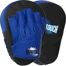 Лапа боксерская изогнутая тренировочная PU HARD TOUCH BO-4457 18,5х5х24см 2штуки (Черный-синий)