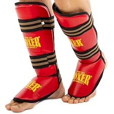 Защитные накладки на ноги Муай Тай, ММА, Кикбоксинг искусственная кожа BOXER NEW 2004-4-N (Красный)