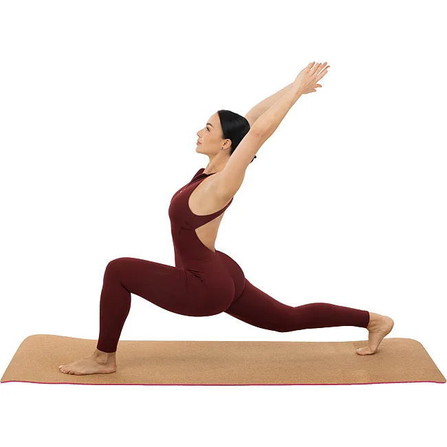 Килимок для йоги Пробковий двошаровий каучуковий Yoga mat SP-SPORT
 FI-2433 183x61x0,6см (Рожевий)