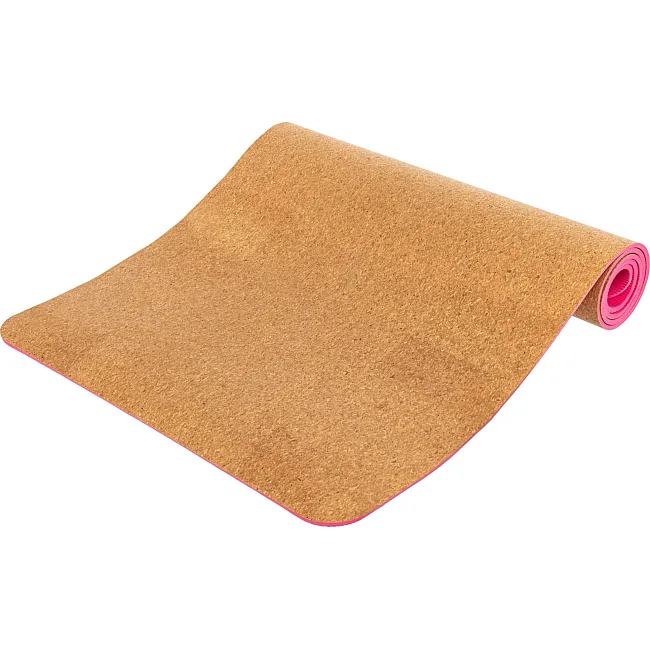 Килимок для йоги Пробковий двошаровий каучуковий Yoga mat SP-SPORT
 FI-2433 183x61x0,6см (Рожевий)