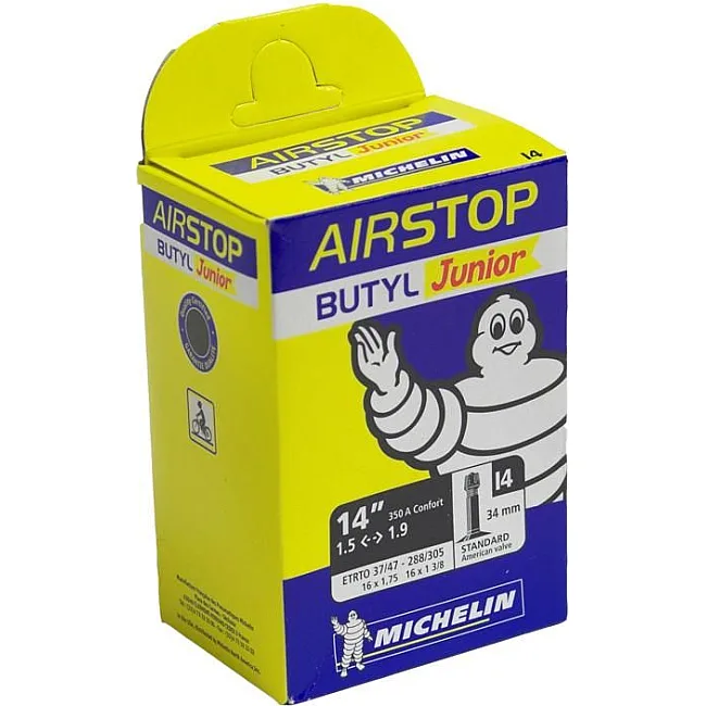 Камера для велосипеда MICHELIN I4 AIRSTOP, город 14"x1.75 - 16"x1.3/8 (37/47X288/305) ST