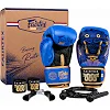 Боксерский набор 4в1 TWINS перчатки боксерские бинты скакалка и эспандер FAIRTEX BO-6662 (Синий)