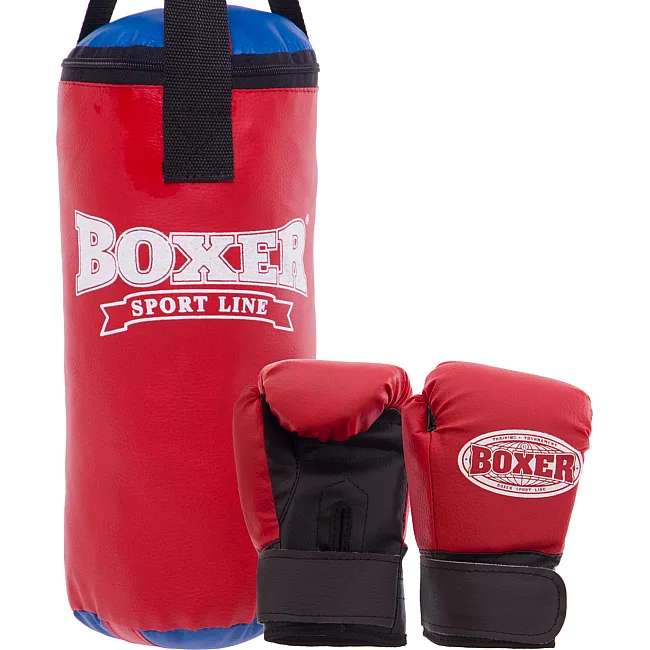 Набір боксерський дитячий груша та рукавички BOXER
 1008-2026 (Чорний-червоний)