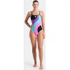 Купальник закрытый для женщин Arena MULTI SLICES SWIMSUIT LIGHTDRO черный, сиреневый, бирюзовый, розовый