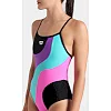 Купальник закрытый для женщин Arena MULTI SLICES SWIMSUIT LIGHTDRO черный, сиреневый, бирюзовый, розовый