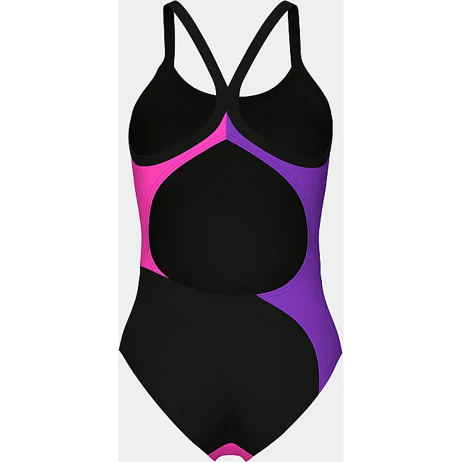 Купальник закрытый для женщин Arena MULTI SLICES SWIMSUIT LIGHTDRO черный, сиреневый, бирюзовый, розовый