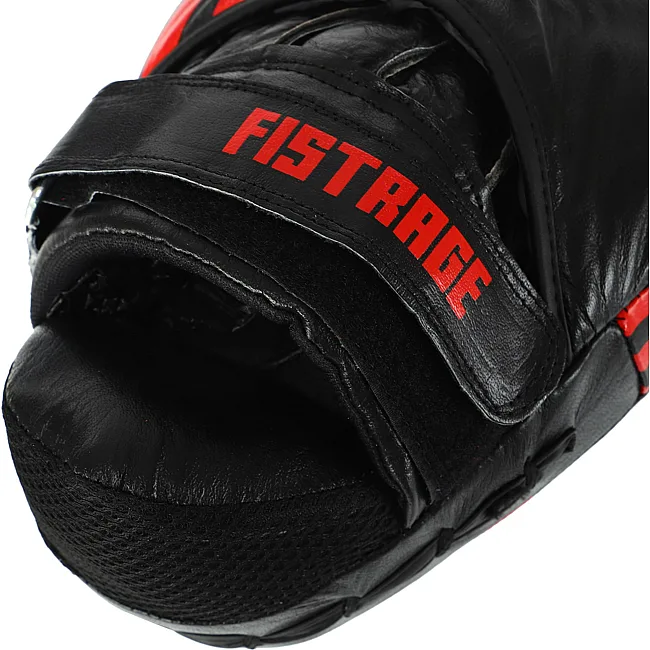 Лапа боксерська вигнута тренувальна шкіра FISTRAGE RAGE VL-6371 19х10х24см 2штуки (Чорний-червоний)