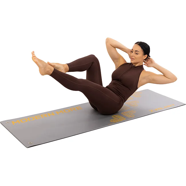 Коврик для фитнеса и спорта с люверсами для хранения Mdbuddy FI-2785 175x61x0,8см (Серый)