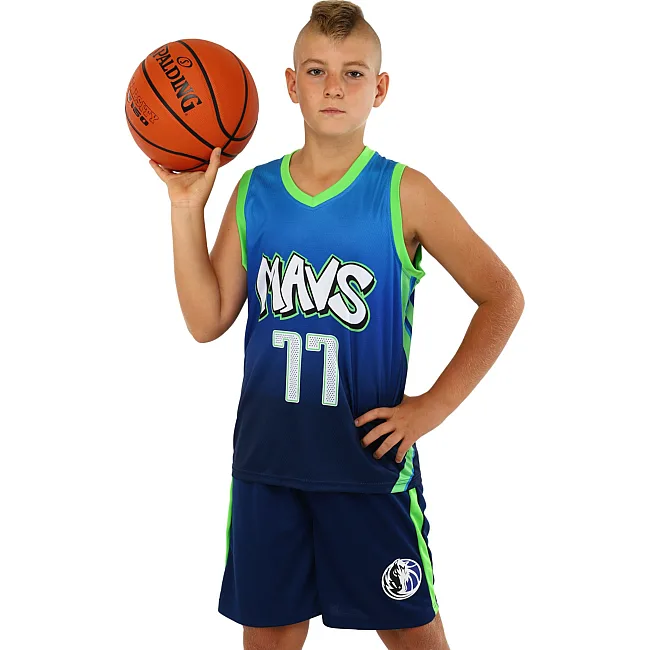 Дитяча баскетбольна форма
 NBA клуб Mavs 77 BA-3796 (Темно-синій-блакитний-салатовий)