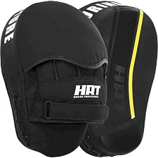 Лапа боксерская изогнутая тренировочная PU HARD TOUCH BO-4246 19x5x25см 2штуки (Черный-желтый)