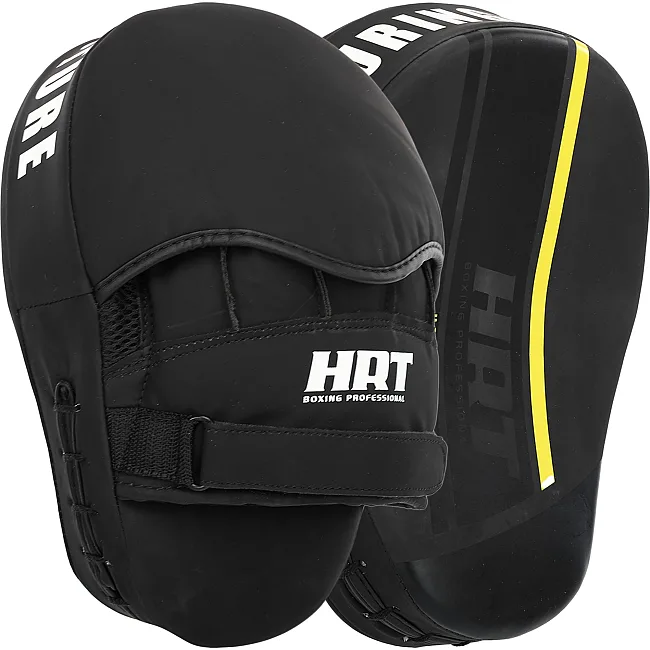 Лапа боксерская изогнутая тренировочная PU HARD TOUCH BO-4246 19x5x25см 2штуки (Черный-желтый)