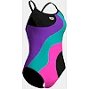 Купальник закрытый для женщин Arena MULTI SLICES SWIMSUIT LIGHTDRO черный, сиреневый, бирюзовый, розовый