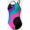 Купальник закрытый для женщин Arena MULTI SLICES SWIMSUIT LIGHTDRO черный, сиреневый, бирюзовый, розовый