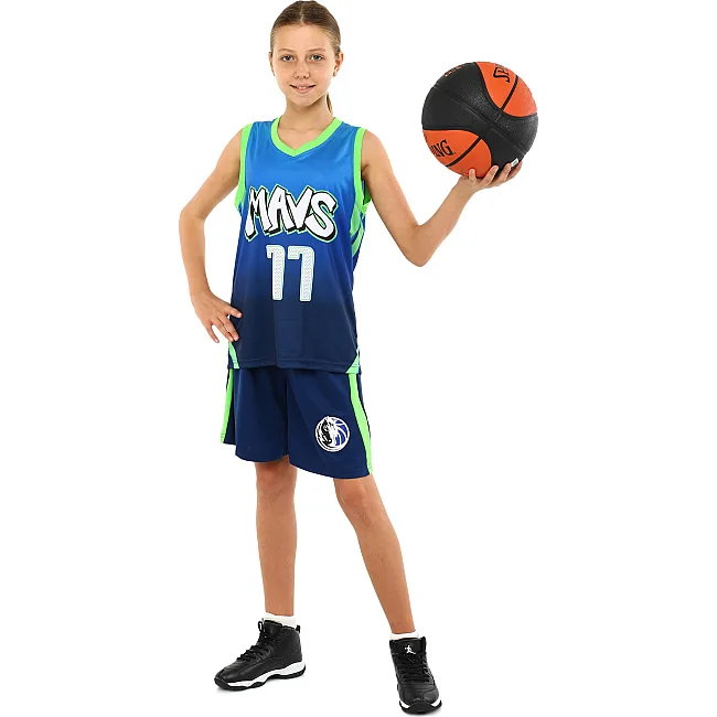 Дитяча баскетбольна форма
 NBA клуб Mavs 77 BA-3796 (Темно-синій-блакитний-салатовий)
