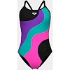 Купальник закрытый для женщин Arena MULTI SLICES SWIMSUIT LIGHTDRO черный, сиреневый, бирюзовый, розовый