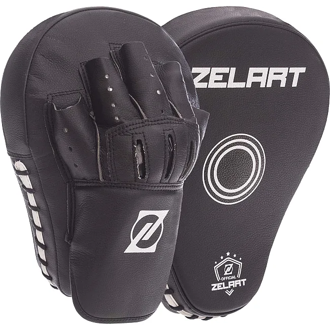 Лапа боксерська вигнута тренувальна PU ZELART BO-1350 25x19x4см 2штуки (Чорний)