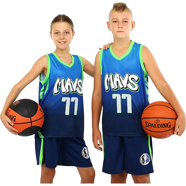 Дитяча баскетбольна форма
 NBA клуб Mavs 77 BA-3796 (Темно-синій-блакитний-салатовий)